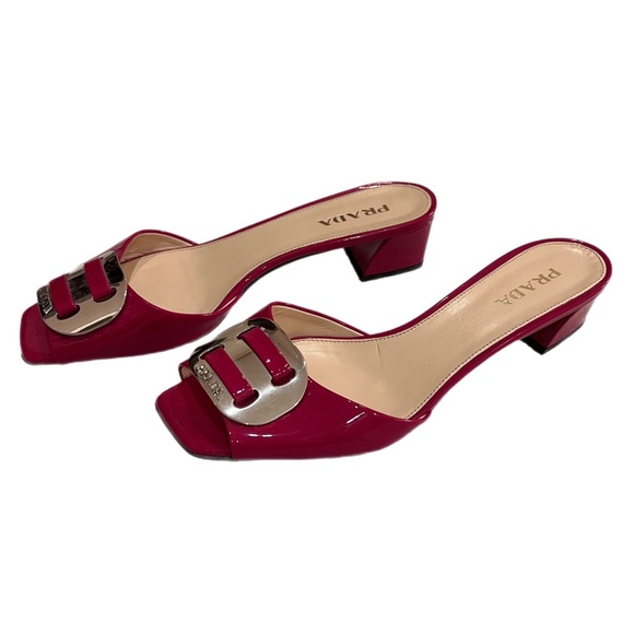PRADA Sz 10/40 Fuchsia Open-Toe Short Chunky Heel Sandal - RESORT WEAR - Picture 5 of 9